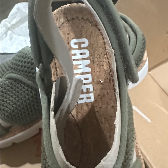 Camper Olive Green Knit Strap Women’s Sandals